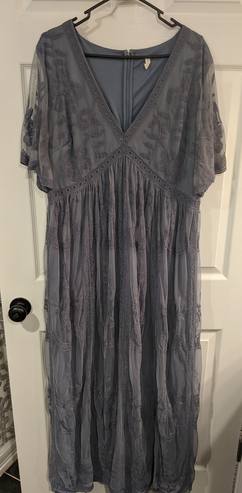 PinkBlush Blue Lace Overlay Maxi